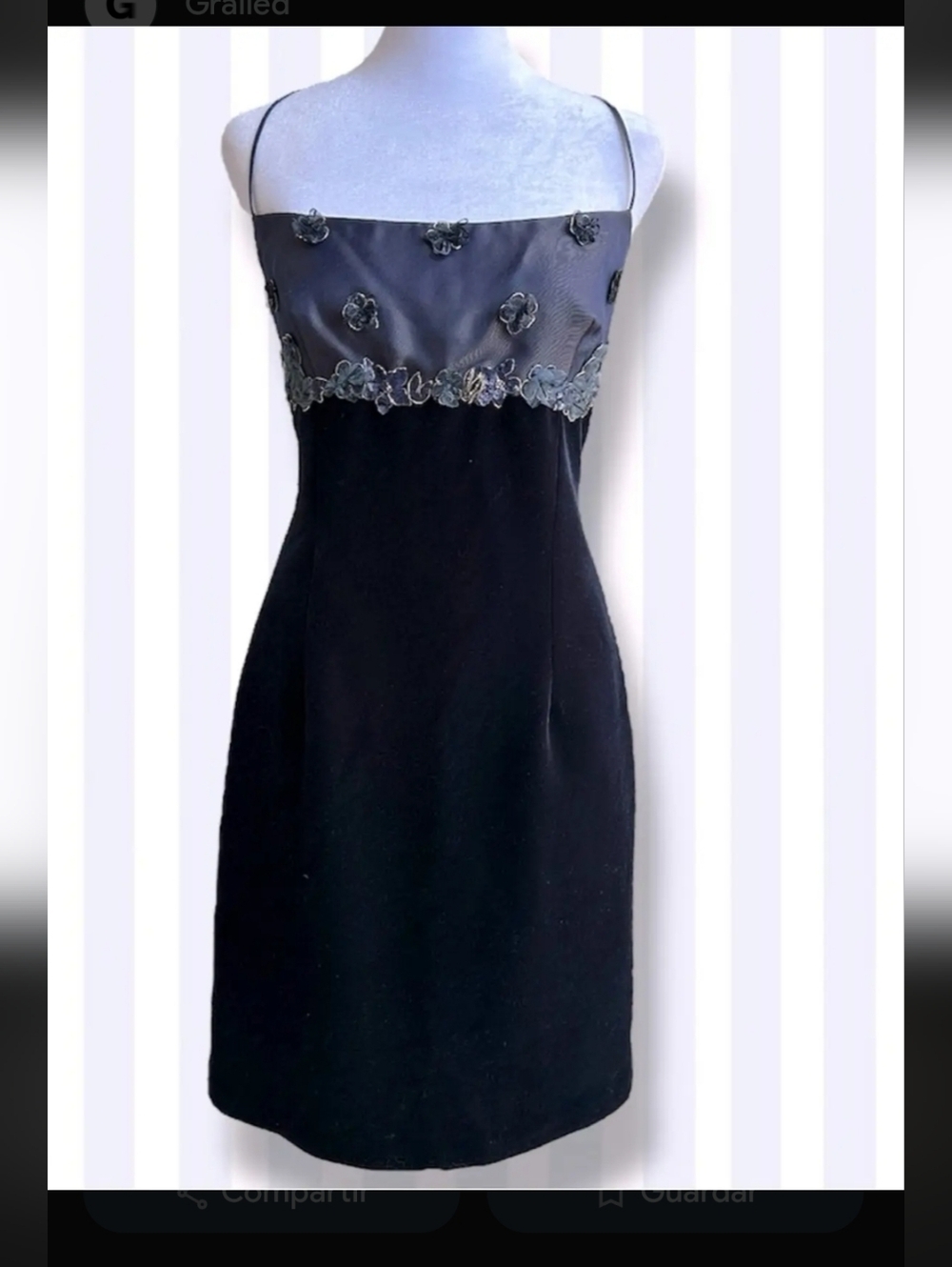 Laundry By Shelli Segal Black Strapless Sheath Dress with Gray Appliqué